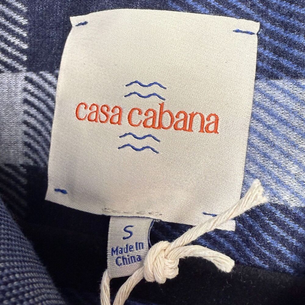 Casa Cabana Flannel Womens Small Blue Plaid Button Up Long Sleeve Collared NWT - Picture 4 of 7